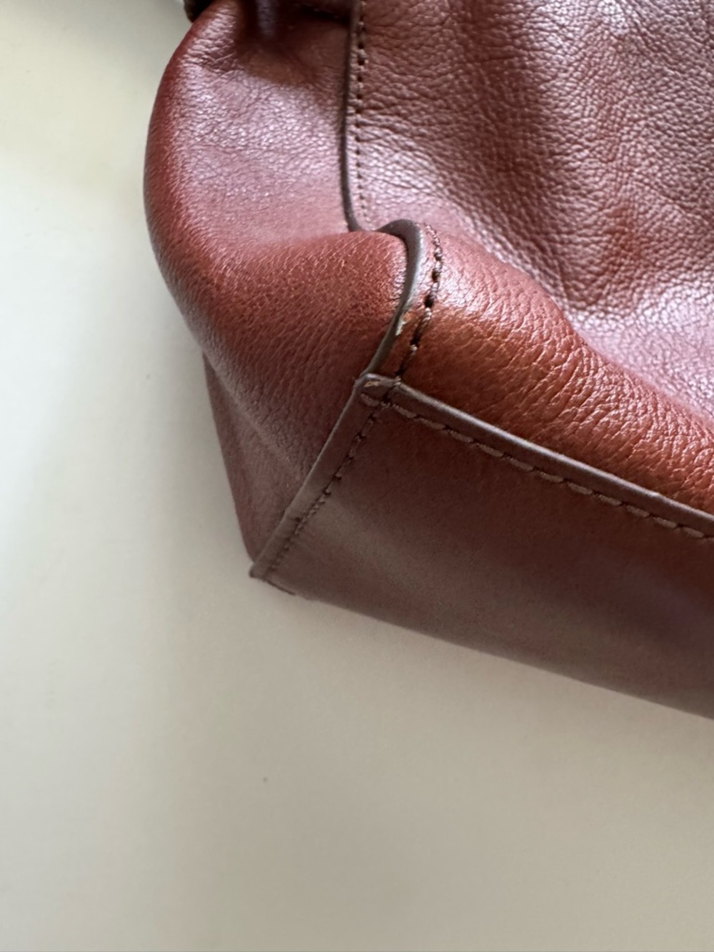 Fossil Women's  Rayna Drawstring Tassel Cognac Leather Crossbody Bucket Bag - Picture 3 of 7